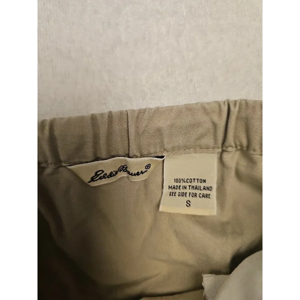 Eddie Bauer‎ Khaki Cargo Skirt size S Women Tan Pockets Neutral Minimalist